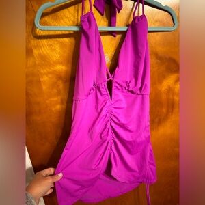 Swimsuits for all halter tankini top hot pink ruching. NWT 12